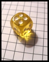 Dice : Dice - 6D - Yellow Clear Smaller With White Pips Pillow Shape